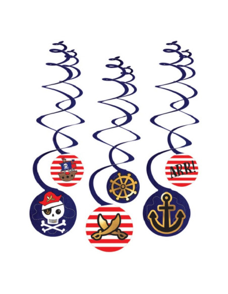 Décorations de fête à suspendre Pirate pour anniversaire enfant, motifs colorés et thème pirate