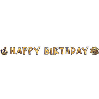 Party Girlande “Happy Birthday” Piraten für Baby Geburtstag, festliche und bunte Dekoration