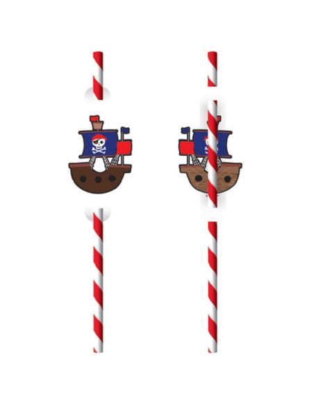 Pailles en papier de fête Pirate pour anniversaire enfant, décoration colorée et pratique