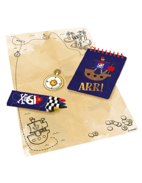 Gioco Caccia al tesoro Pirata - 24 pezzi per compleanno bambino, attività ludica a tema pirata