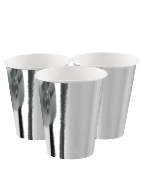 Silbermetallische Pappbecher - Partygeschirr