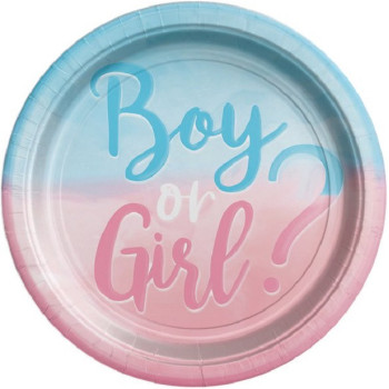 8 Assiettes de fête Baby Shower Fille ou Garçon ? - Gender Reveal - Bellefete.ch