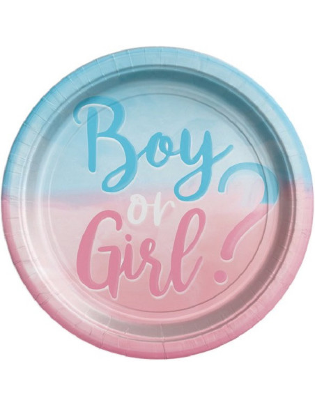 8 Assiettes de fête Baby Shower Fille ou Garçon ? - Gender Reveal - Bellefete.ch