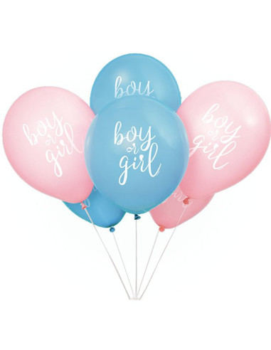 8 Latex Partyballons Baby Shower "BOY OR GIRL" - Gender Reveal Party - Bellefete.ch