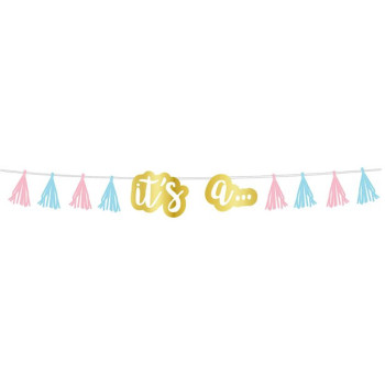 Guirlande de fête Baby Shower Gender Reveal "It's a..." - Déco fête de naissance - Bellefete.ch 2