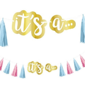 Ghirlanda di festa Baby Shower Gender Reveal "It's a..." - Decorazione festa di nascita - Bellefete.ch