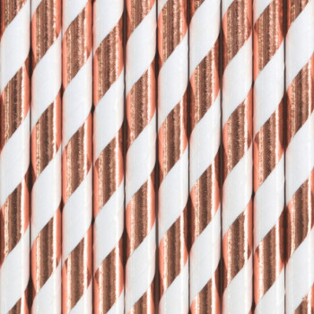 Cannucce da festa in carta a righe Rose Gold - Decorazione della tavola - Bellefete.ch