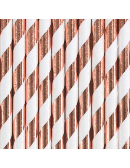 Cannucce da festa in carta a righe Rose Gold - Decorazione della tavola - Bellefete.ch