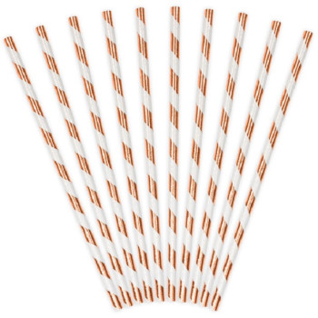 Cannucce da festa in carta a righe Rose Gold - Decorazione della tavola - Bellefete.ch 2