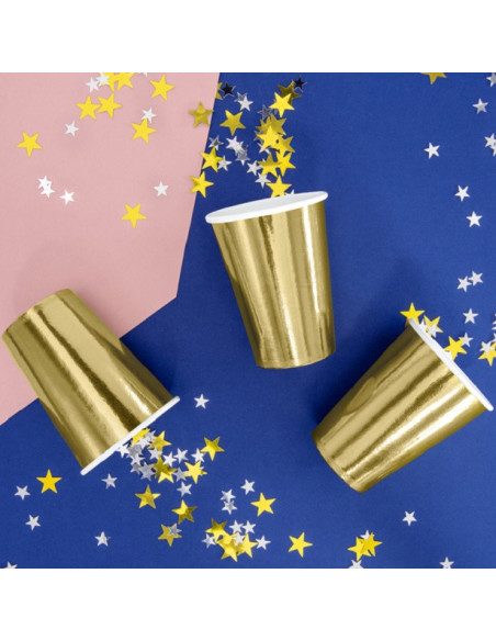 Goldmetallische Partybecher - Einweg-Partygeschirr