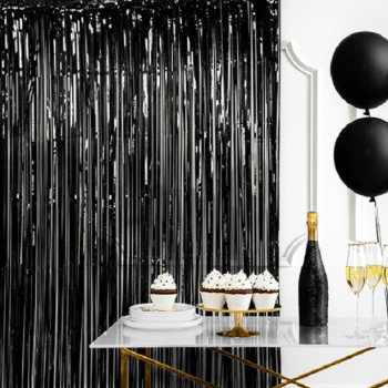 Partyvorhang Schwarz - Dekoration Hochzeit, Geburtstag & Baby Shower - Bellefete.ch