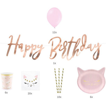 Box di compleanno Gatto Rosa per bambini, accessori e decorazioni a tema gatto rosa 2