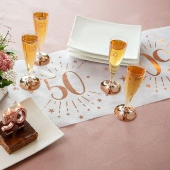 40 Jahre Tischläufer in Roségold und Weiß 2