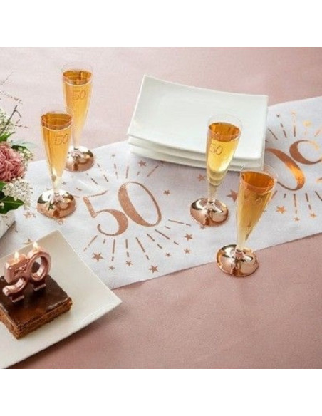 Chemin de table 50 ans rose gold - Déco de fête
