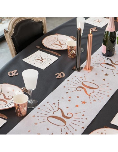 Chemin de table 50 ans rose gold - Déco de fête