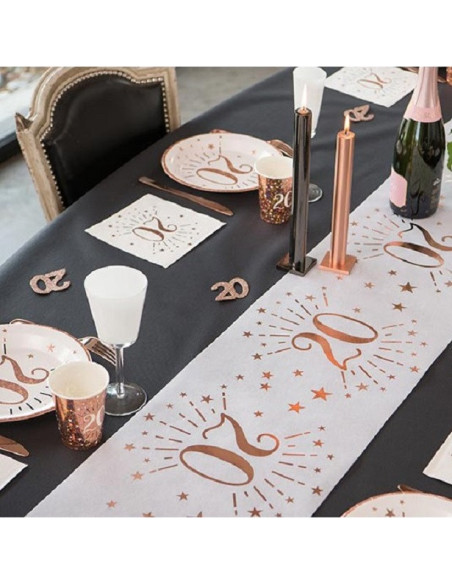 Chemin de table 50 ans rose gold - Déco de fête