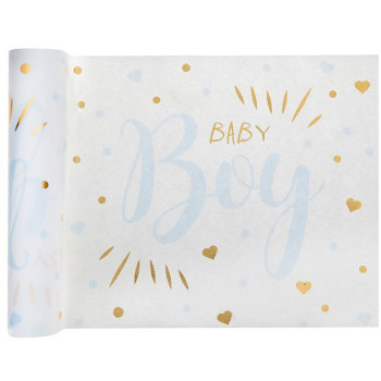 Tischläufer "Baby Boy" in Blau und Gold - Partydekoration - Bellefete.ch