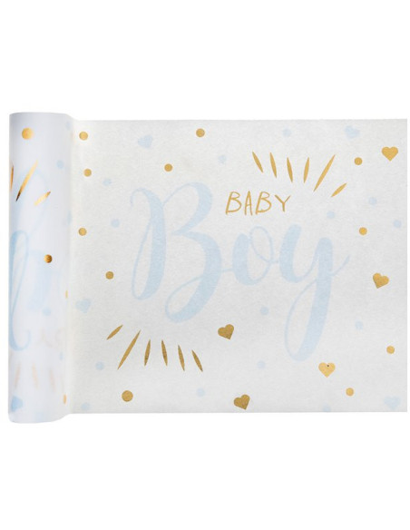 Runner da tavola "Baby Boy" in Blu e Oro - Decorazione di festa - Bellefete.ch