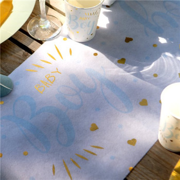 Runner da tavola "Baby Boy" in Blu e Oro - Decorazione di festa - Bellefete.ch 2