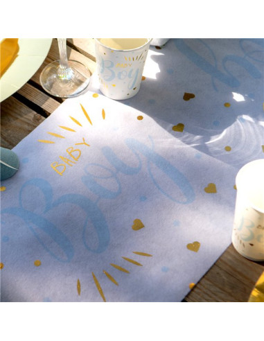 Runner da tavola per baby shower per maschietto, 3 m x 28 cm | BelleFete.ch