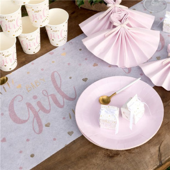Tischläufer "Baby Boy" in Rosa und Gold - Festliche Dekoration - Bellefete.ch 2