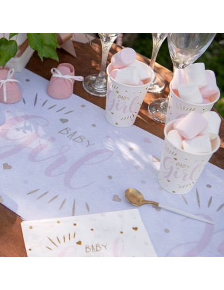 Chemin de table pour baby shower fille 3 m x 28 cm | BelleFete.ch
