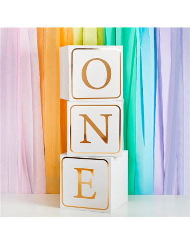 Dekorative Boxen zum 1. Geburtstag ONE in Gold (3 Stk.) | BelleFete.ch
