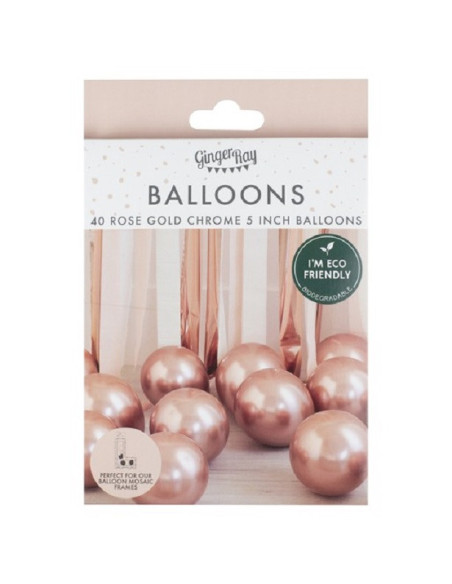 Kit da 40 mini palloncini cromati color oro rosa - Palloncini per feste