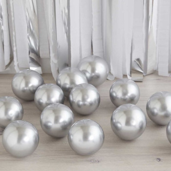 Kit mit 40 Mini-Ballons verchromt Silber - Party-, Hochzeits- und Babypartydekoration - Bellefete.ch