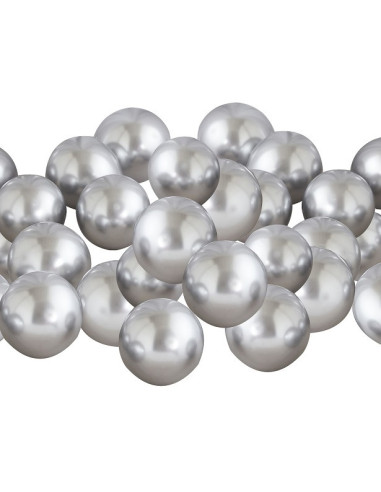 Kit de 40 mini ballons Argent Chromé - Déco fête, mariage et baby shower