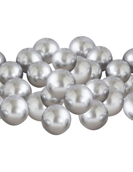 Kit di 40 mini palloncini color argento cromato - Decorazioni per feste, matrimoni e baby shower