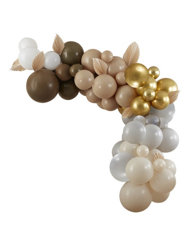 Arche de ballons Taupe, Marron et Or - Déco de fête
