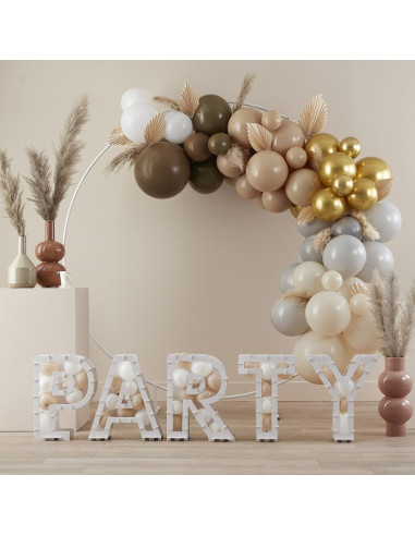 Arche de ballons Taupe, Marron et Or - Déco de fête