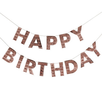 Ghirlanda con frange “Happy Birthday” Rose Gold – decorazione sospesa per compleanno chic - Boutique Suisse BelleFete.ch 2