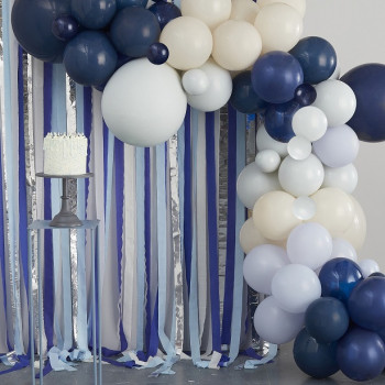 Arco di palloncini Blu e Crema con striscioni - Arco di festa - Bellefete.ch 2