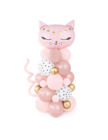 Arche de ballons chat rose – décoration anniversaire enfant douce et festive | BelleFete.ch