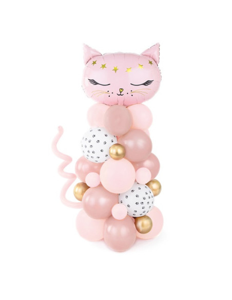 Arche de ballons chat rose – décoration anniversaire enfant douce et festive | BelleFete.ch
