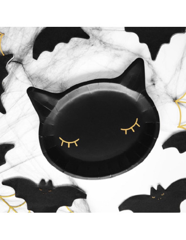Schwarze Katzen-Partyteller - Kindergeburtstag | BelleFete.ch