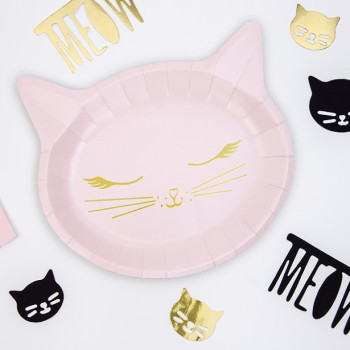 Assiettes de fête en forme de Chat Rose pour anniversaire enfant. 2