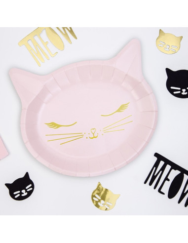 Assiettes Chat Rose – Déco de table anniversaire thème Chat Mignon