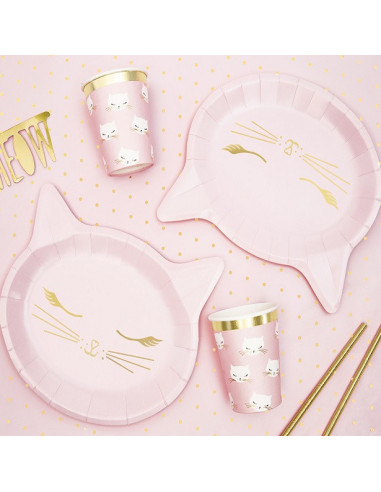 Assiettes Chat Rose – Déco de table anniversaire thème Chat Mignon