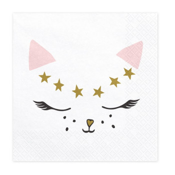 Tovaglioli da festa Gatto Rosa per compleanno bambino, motivi colorati e tema gatto rosa