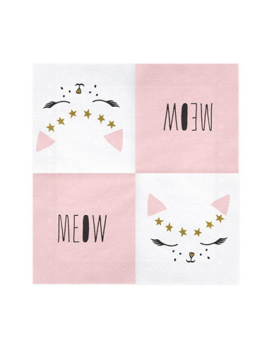 Pink Cat Party Servietten - Kindergeburtstag | BelleFete.ch