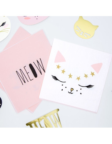 Tovaglioli per feste a forma di gatto rosa - Compleanno per bambini | BelleFete.ch