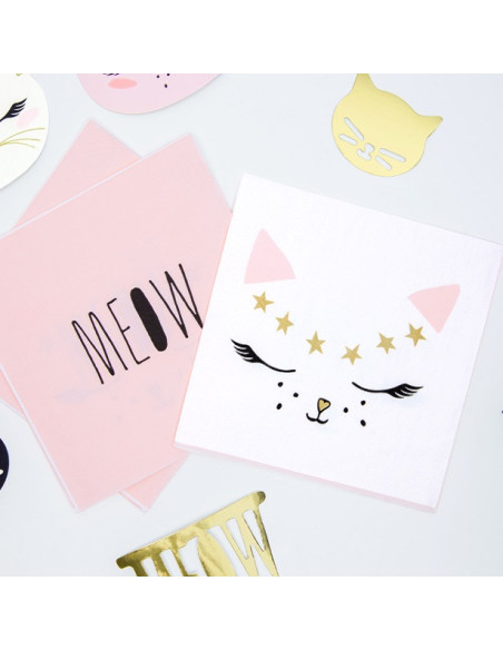 Tovaglioli per feste a forma di gatto rosa - Compleanno per bambini | BelleFete.ch