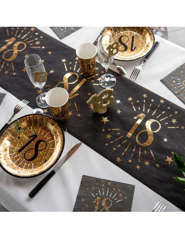 Chemin de table 60 ans Noir et Or