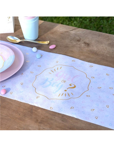 Chemin de table pour révélation du sexe (garçon ou fille) 3 m x 28 cm | BelleFete.ch