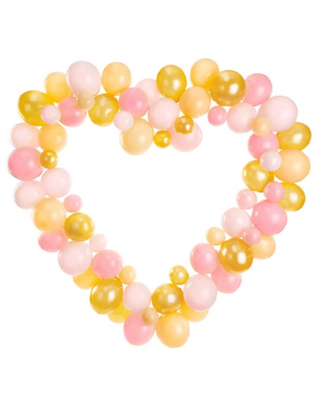 Arche de ballons cœur rose et or (68 pcs) - Kit