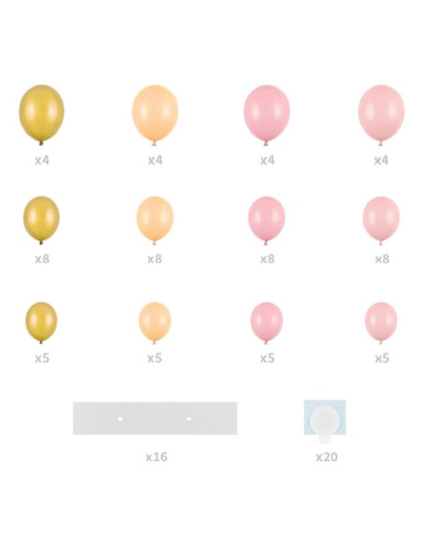 Arche de ballons Rose et Or en forme de cœur