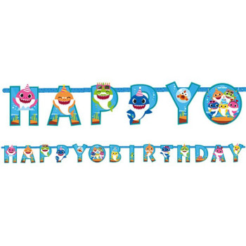 Ghirlanda di compleanno Baby Shark - Decorazione per feste per bambini - Bellefete.ch - Più di 50 temi per feste per bambini